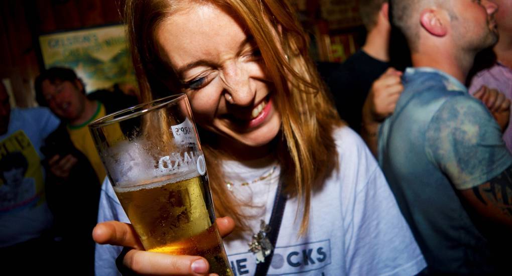 Woman on bar crawl