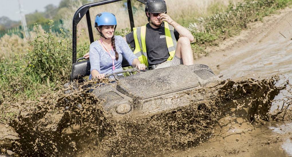 Argocats are a great stag do activity. Hen and co pilot driving through bog