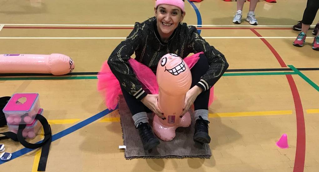 Hen getting ready for one of the many Olympic Shames events