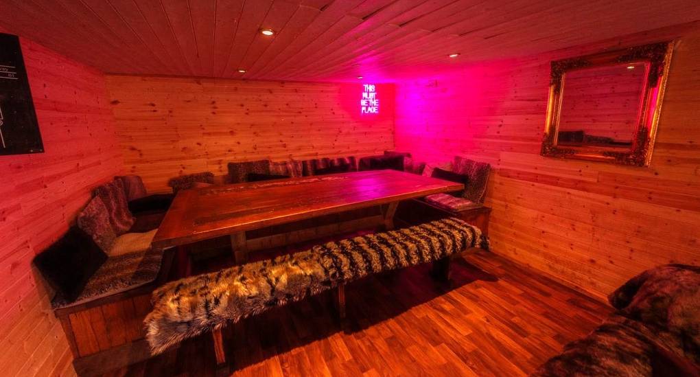 Party lodge at night