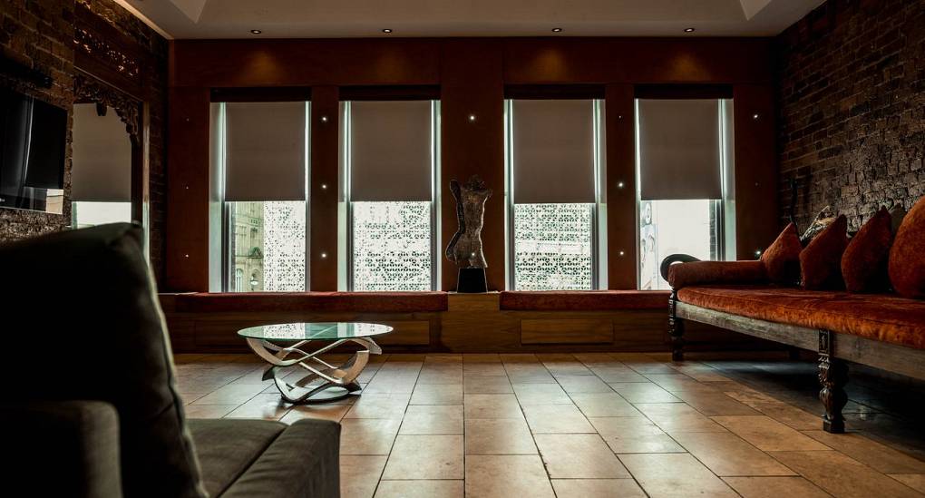 Stag and Hen Accommodation lounge with floor to ceiling windows