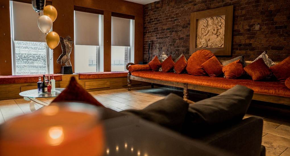 Stag and Hen Accommodation lounge with large sofa